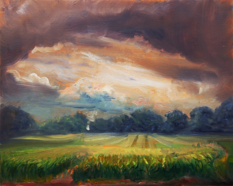 Miller Lopez Storm over a Cornfield